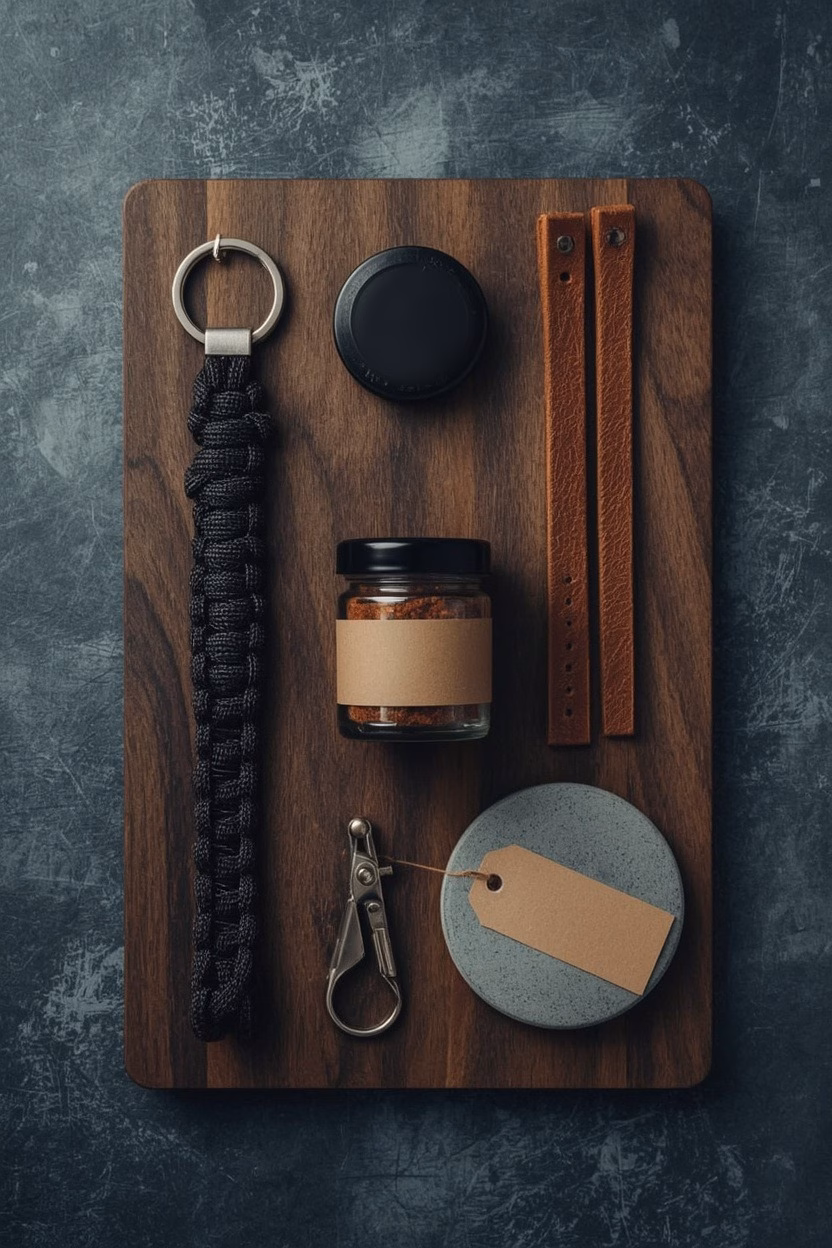 Geschenke für Papa basteln: 10 Ideen für Weihnachten und Geburtstag 16 Geschenke für Männer basteln: Paracord-Anhänger, Lederbänder, Grillgewürz im Glas und Beton-Untersetzer
